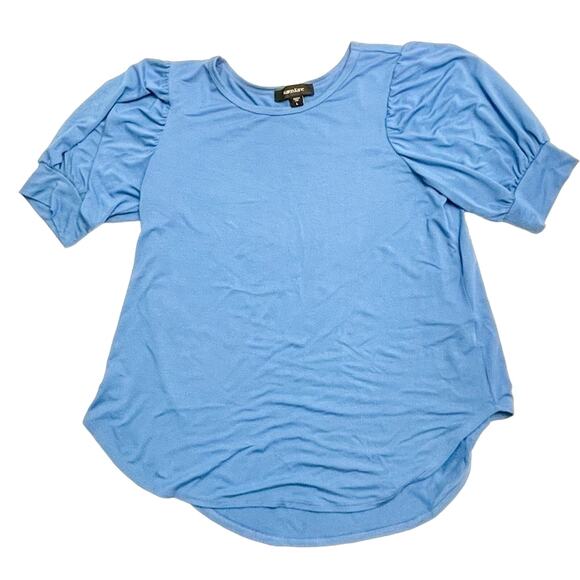 Karen Kane Women's Light Blue Puff Sleeve Scoop Neck Blouse Size Large 🦋💙 - Picture 10 of 12